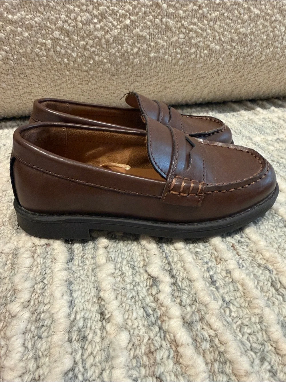 J. Crew Factory Boys' Brown Leather Penny Loafers
